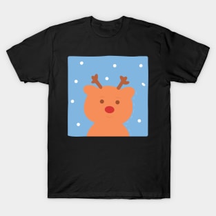 Cute Christmas Reindeer with Snow T-Shirt